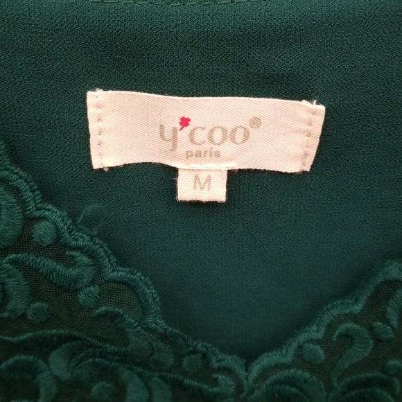 New GREEN LACE chiffon spaghetti strap tank top - Picture 3 of 5